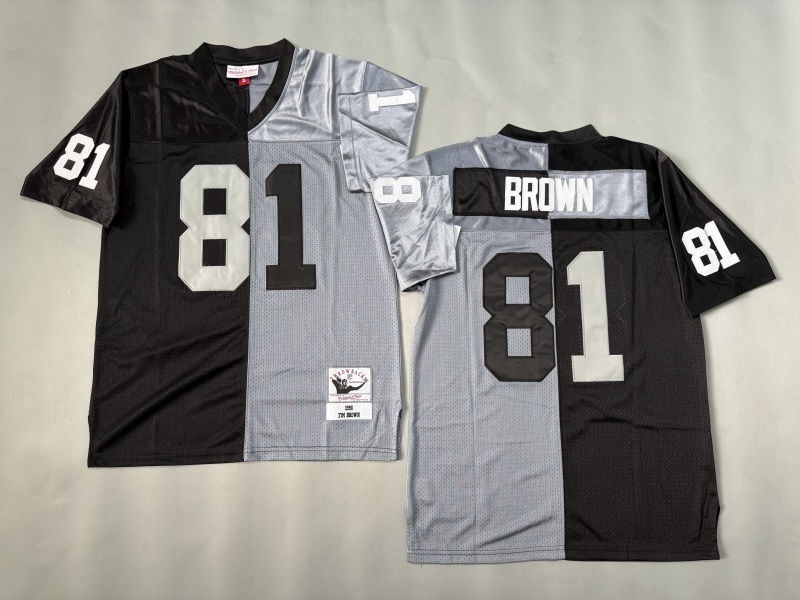 Men 2025 Nike Oakland Raiders #81 T.Brown black grey Throwback Limited NFL Jersey style 001
